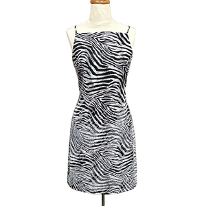 CDC black white zebra print square neck sleeveless dress Size 14